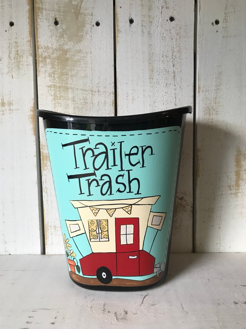 Trailer Trash Can Small Trailer Trash Can Camper Decor Etsy