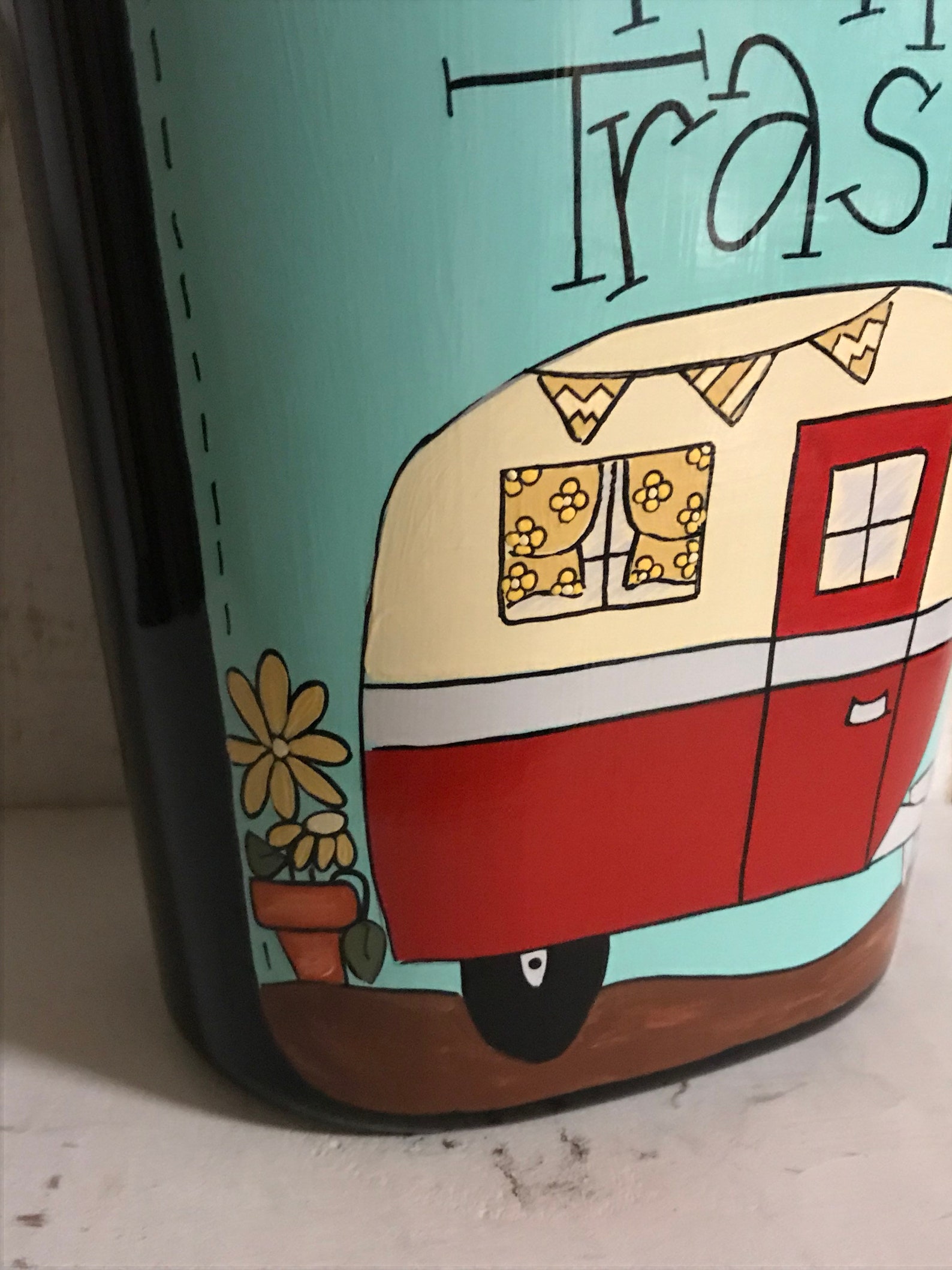 Trailer Trash Can Small Trailer Trash Can Camper Decor Etsy