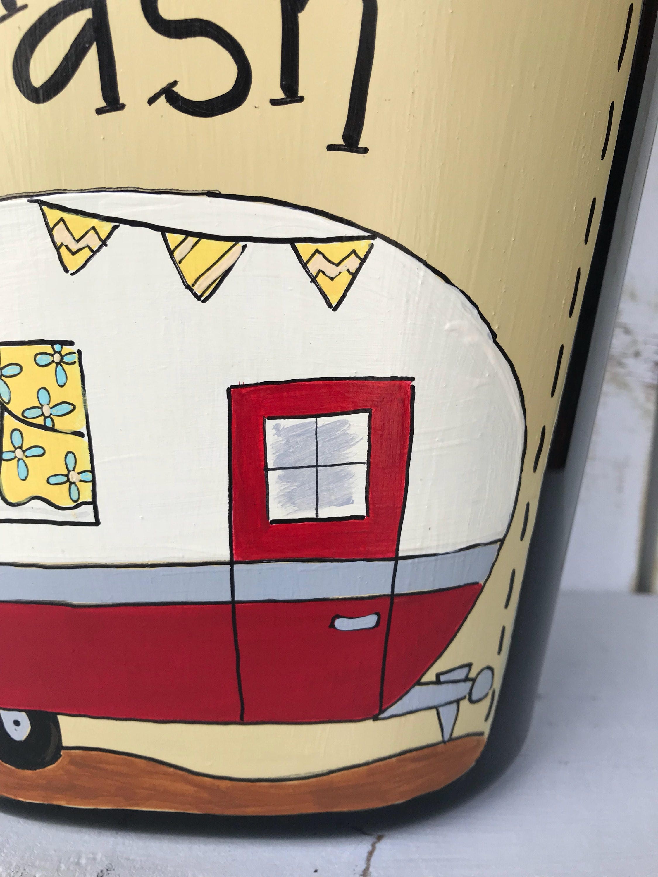 Trailer Trash Can Hand Painted Trailer Trash Can Camper | Etsy