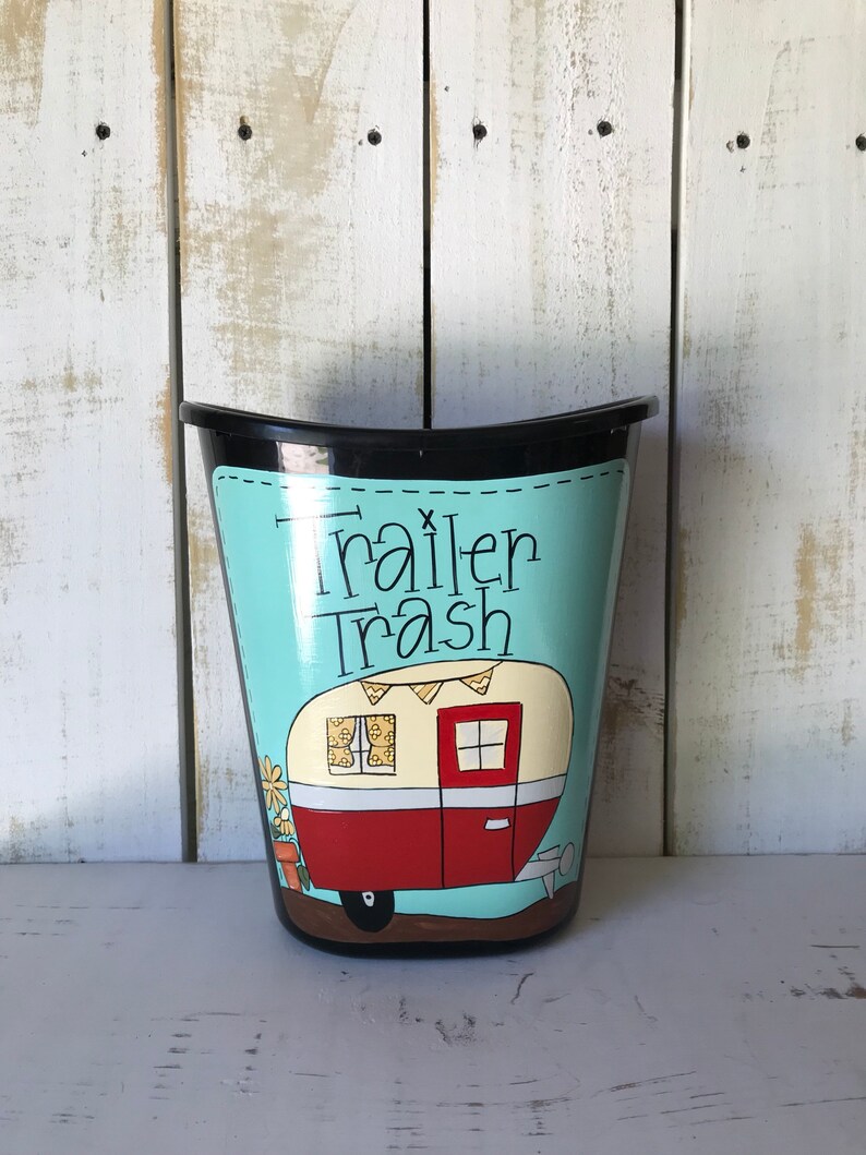 Trailer Trash Can Small Trailer Trash Can Camper Decor Etsy