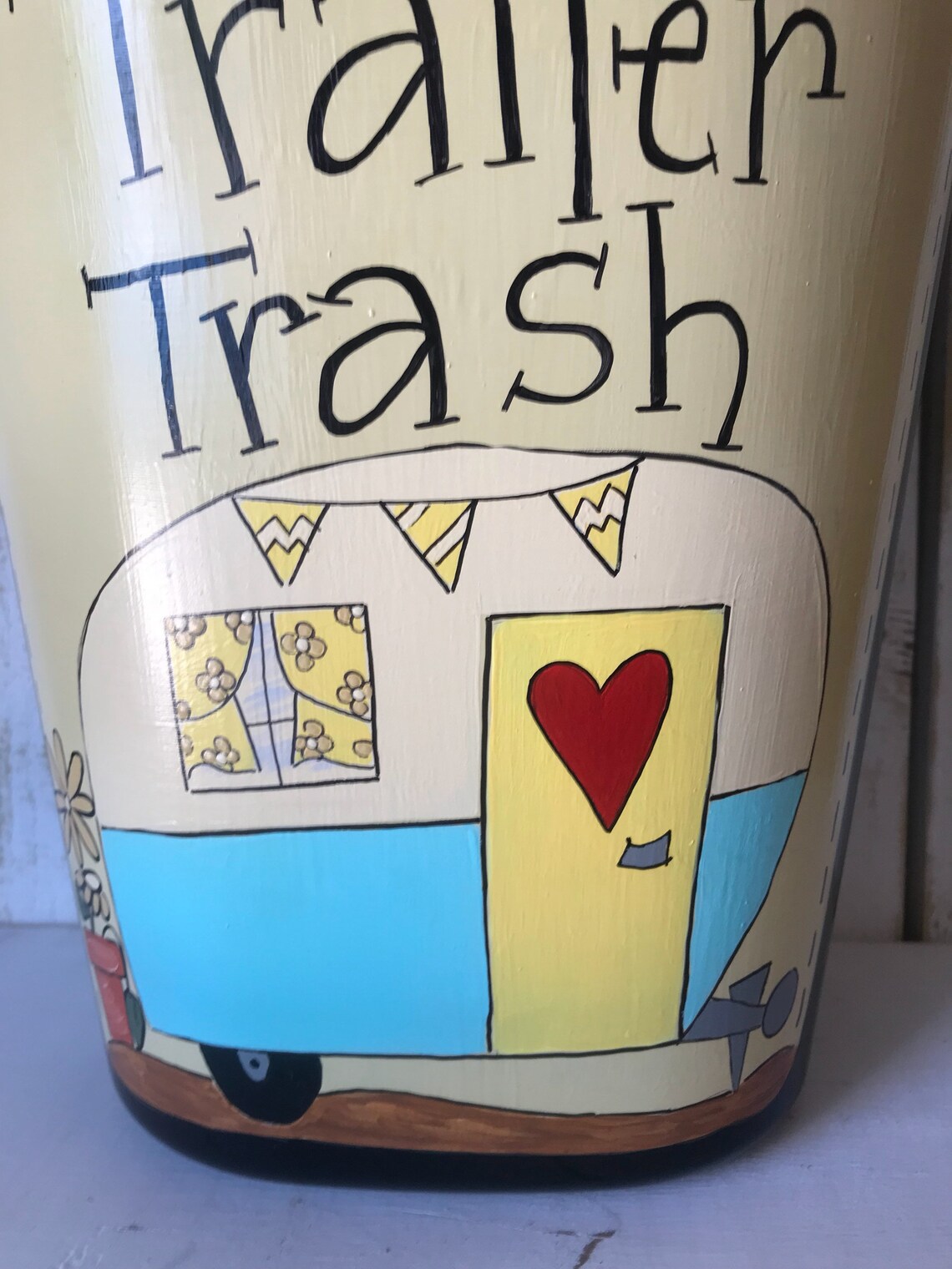 Trailer Trash Can Hand Painted Trailer Trash Can Camper Etsy