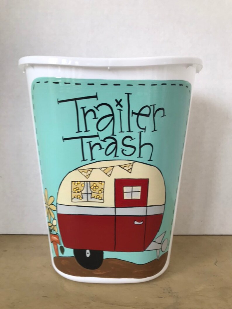Trailer Trash Can Small Trailer Trash Can Camper Decor Etsy