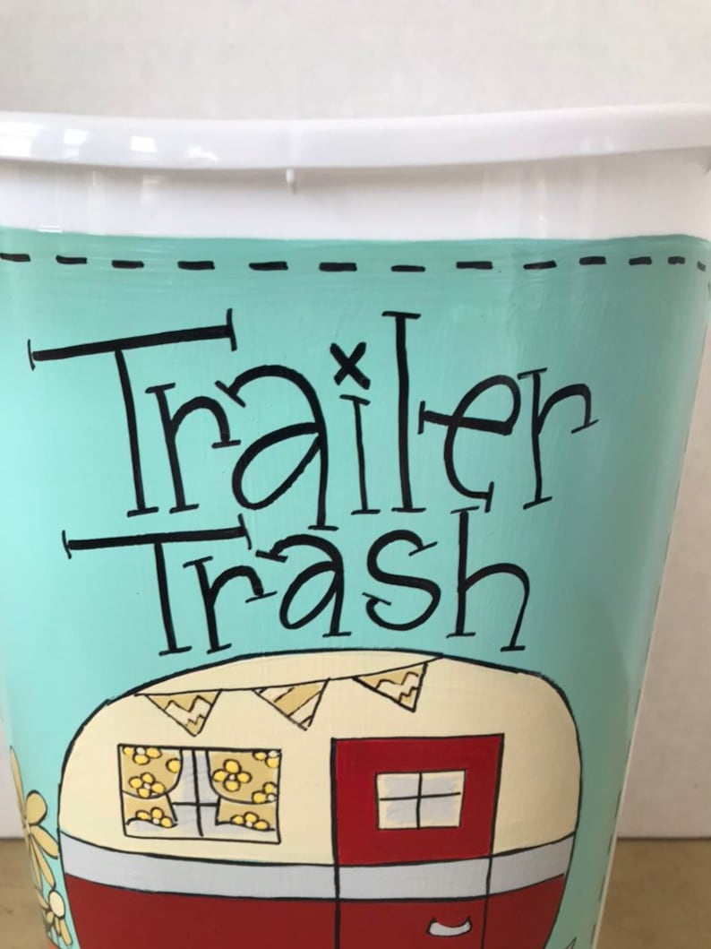 Trailer Trash Can Small Trailer Trash Can Camper Decor Etsy