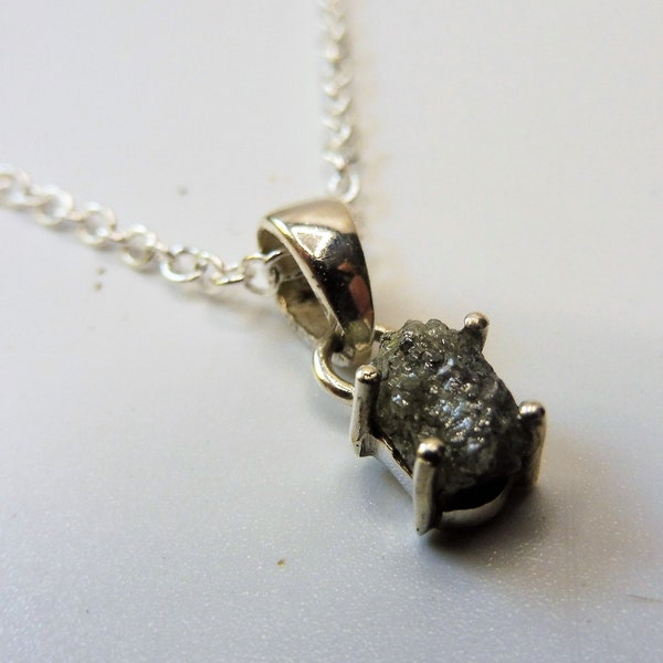 Raw Diamond Necklace, Natural Diamond Pendant, Unprocessed Diamond Necklace, Diamond Necklace, Gift Idea