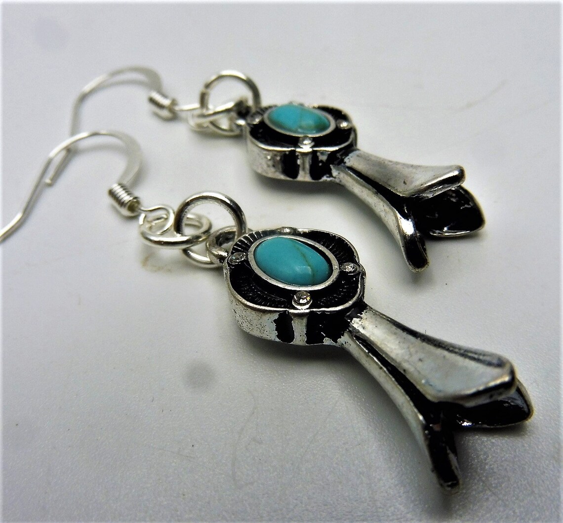 Squash Blossom Earrings Turquoise Earrings Southwestern Etsy