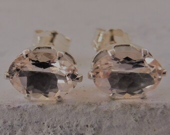 Genuine Morganite Stud Earrings, Morganite Earrings, Pink Morganite