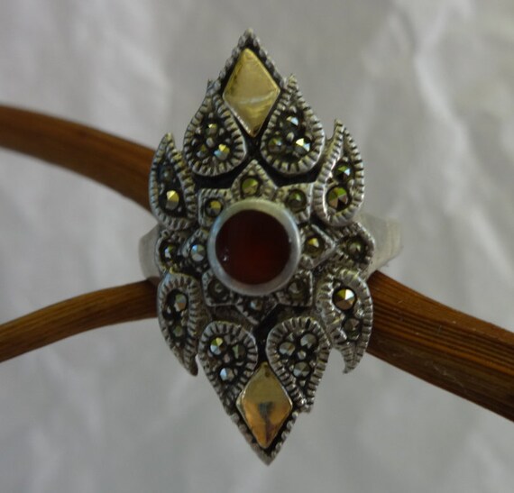 Garnet Ring, Vintage Garnet Ring, Garnet and Marca