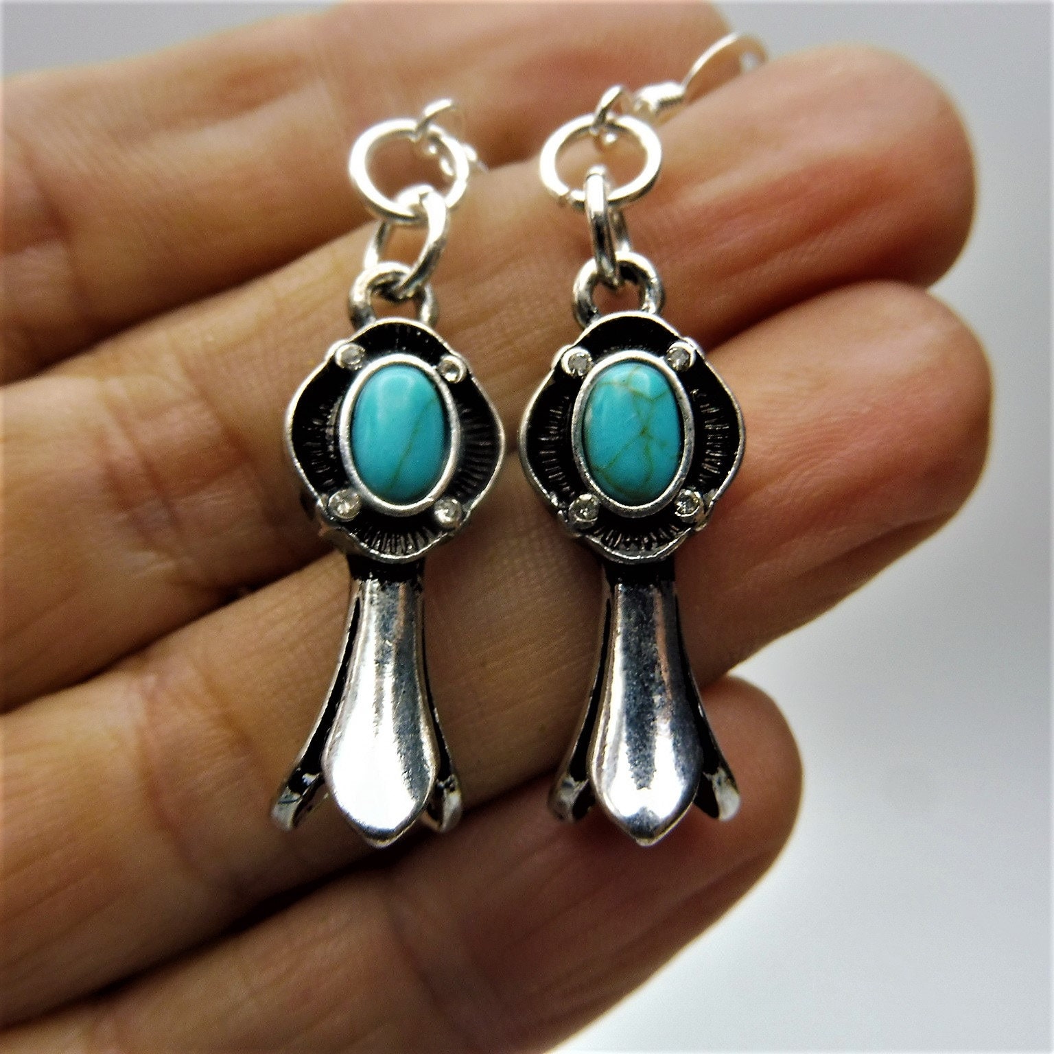 Squash Blossom Earrings Turquoise Earrings Southwestern Etsy