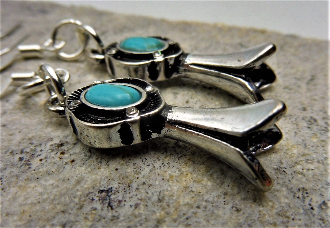 Squash Blossom Earrings Turquoise Earrings Southwestern Etsy
