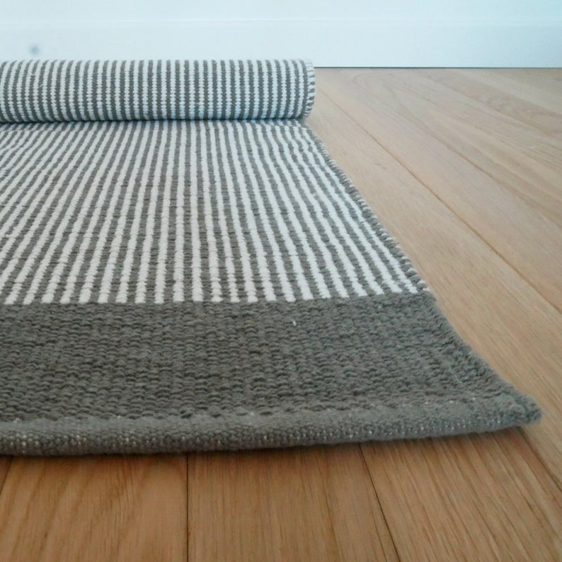 Large grey and white striped rug W160 L230cm Etsy