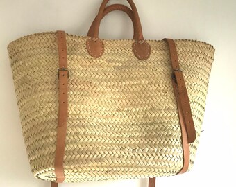 Backpack basket | Rucksack | French Market Basket Bag Long Handles | Sustainable Shopping bag  | bicycle basket