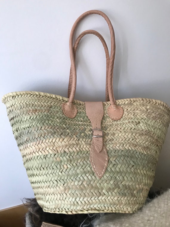 French Market Bag with Long Leather Handles