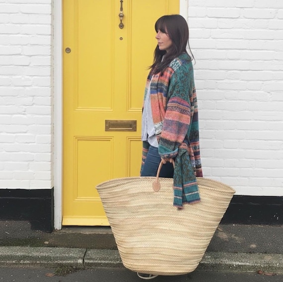 XXL Gigantic Woven Straw Basket Bag - Oversized French Market Tote - Extra Large Beach Bag - Handcrafted Boho Storage Basket - Big Straw Bag