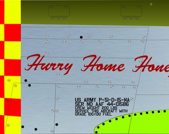 P-51 Aircraft Nose Art panel Hurry Home Honey 8x12