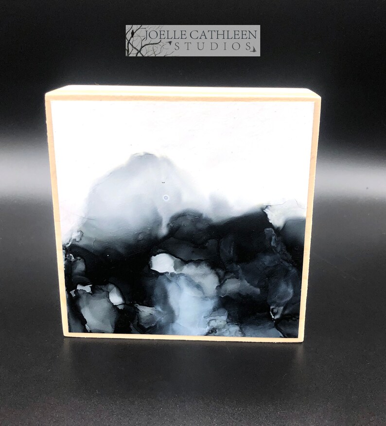 One of a kind Painting. Original Black Alcohol Ink on Yupo Paper