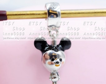 100/% 925 Sterling Silver with Black Enamel Charm Fits DIY Bracelets Necklaces Disney Parks  Cute Doll Dangle Charm