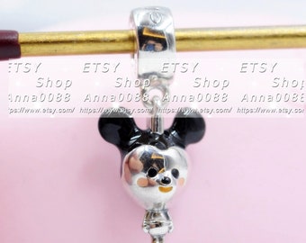100/% 925 Sterling Silver with Black Enamel Charm Fits DIY Bracelets Necklaces Disney Parks Cute Doll Dangle Charm