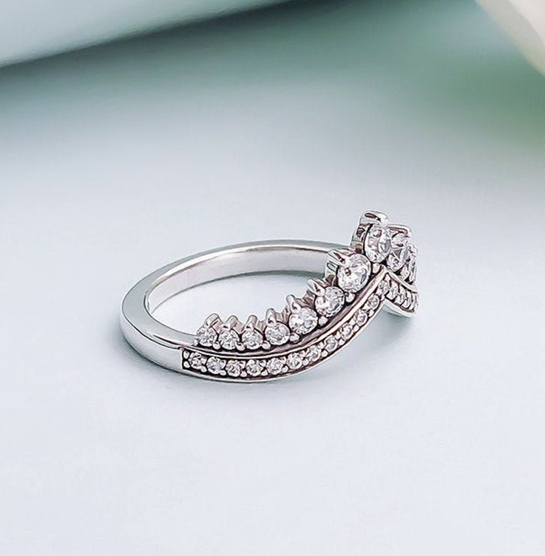 Woman Ring 2018 Autumn Sterling Silver Princess Wish Ring With Clear CZ Ring Woman Jewelry Size 50,52,54,56,58MM