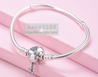 925 Sterling Silver Wildflower Meadow Clasp European Charm Bracelet 925 Sterling Silver Wildflower Meadow Clasp European Charm Bracelet