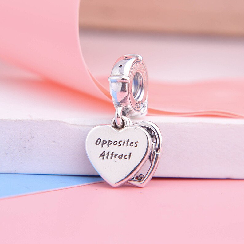 2020 Valentine Release Disn ey Lady and the Tramp Heart Dangle Charm with Enamel /& Cubic zirconia Pendant Charm Fits DIY Bracelets Necklaces