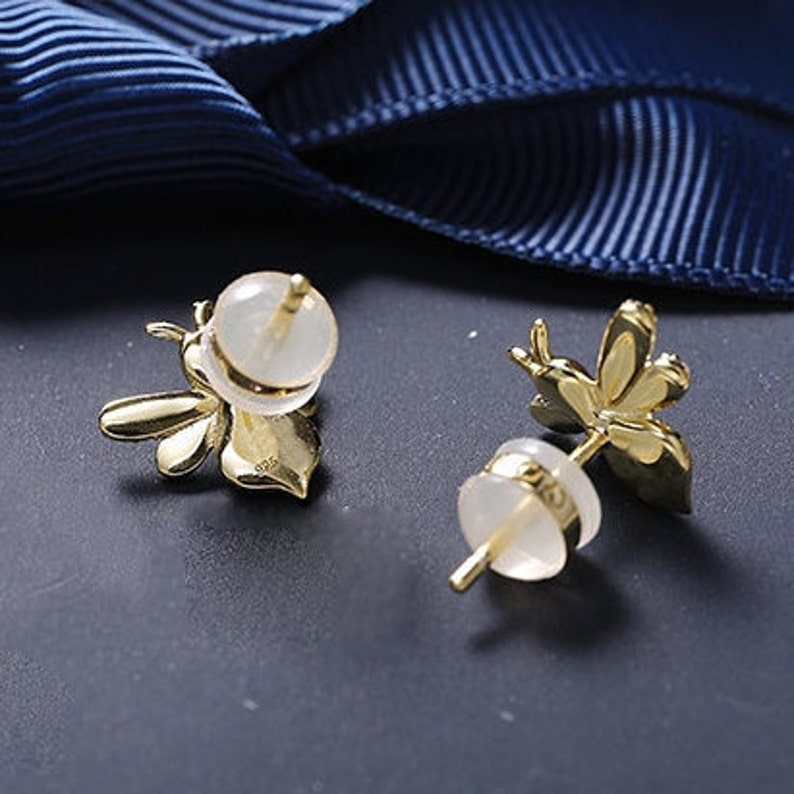 S925 Sterling Silver Yellow Silver Bumble Bee Stud Earrings From Monaco Fine Jewelry