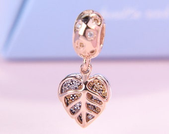 925 Plata Esterlina En Forma De Corazón Maple Leaf Rose Gold 925 Plata Esterlina En Forma De Corazón Maple Leaf Rose Gold