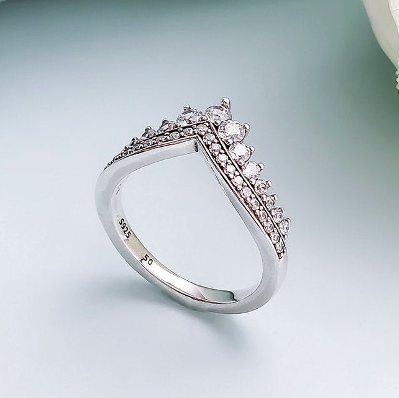 Woman Ring 2018 Autumn Sterling Silver Princess Wish Ring With Clear CZ Ring Woman Jewelry Size 50,52,54,56,58MM