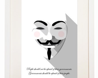 V for Vendetta - Guy Fawkes mask - Anonymous poster hacker coding geek nerd print black hat hackers computer programmers