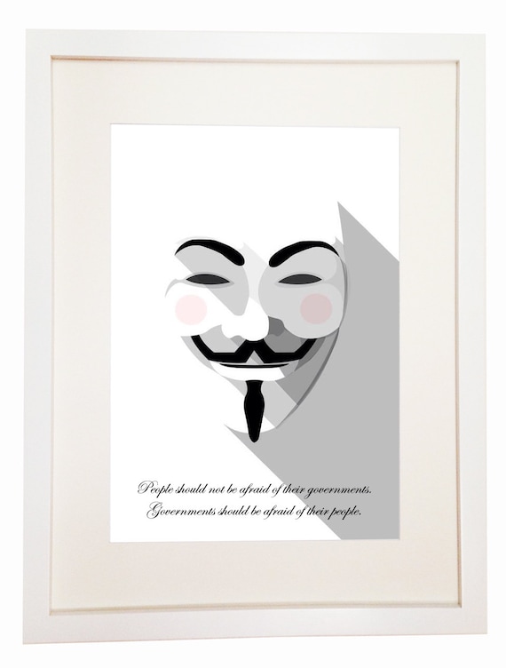 egetræ afvisning Spild V for Vendetta Guy Fawkes Mask Anonymous Poster Hacker - Etsy