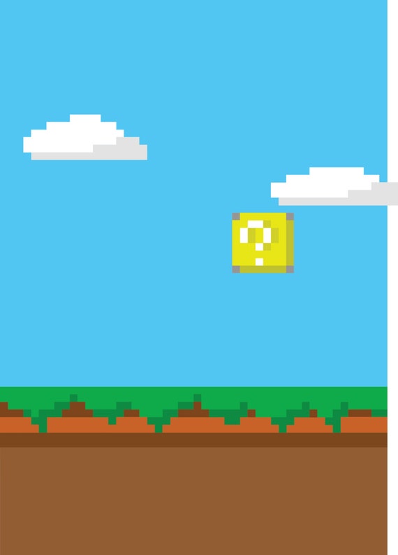 Super Mario Print Background panorama 8 bit poster wall picture Donkey Kong