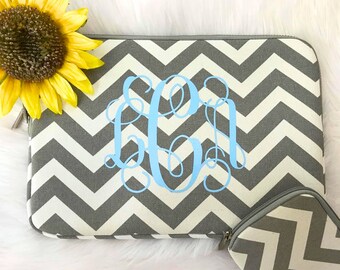 Monogram Laptop Sleeve | Chevron | Personalized | 11" 12" 13" 14" 15" | MacBook | Dell | HP
