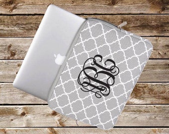 Monogram Laptop Sleeve | Quatrefoil | Personalized | 11" 12" 13" 14" 15"