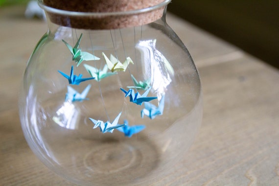 Origami Birds In A Bottle Jar Origami Crane In Glass Bottle Gift For Her Wedding Favour Origami Bird Small Paper Bird Peace Crane