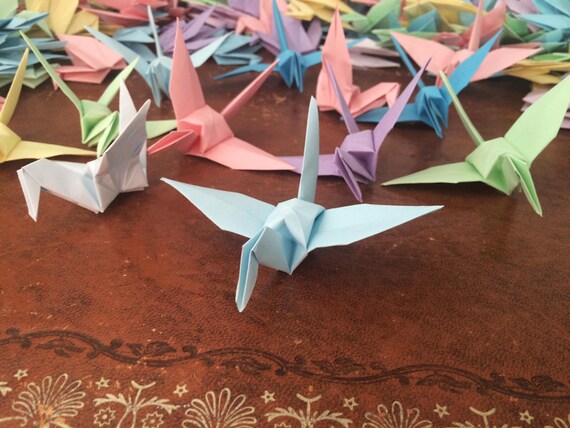 Origami Paper Cranes 9cm X 100 Pastel Colour Mix Origami Birds Folded Paper Birds Wedding Decoration Baby Shower Easter Decorations