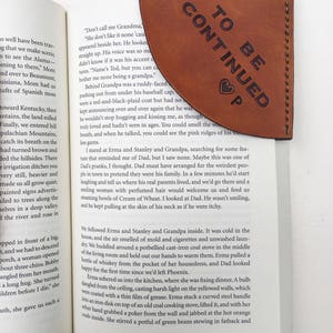 Personalized Tan Leather Corner Bookmark Custom Message Lettering Leather Anniversary For Him or Her Valentine's Day Romantic Gift image 9