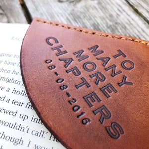 Personalized Tan Leather Corner Bookmark Teacher Gift Retirement Leather Anniversary Father's Day Mother's Day 3rd Anniversary image 5