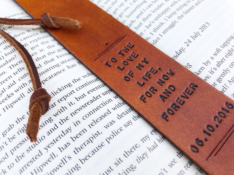 Personalized Custom Leather Bookmark Fathers Day Reader Gift Leather Anniversary Husband Leather 3rd Anniversary Gift Teacher Gift image 3