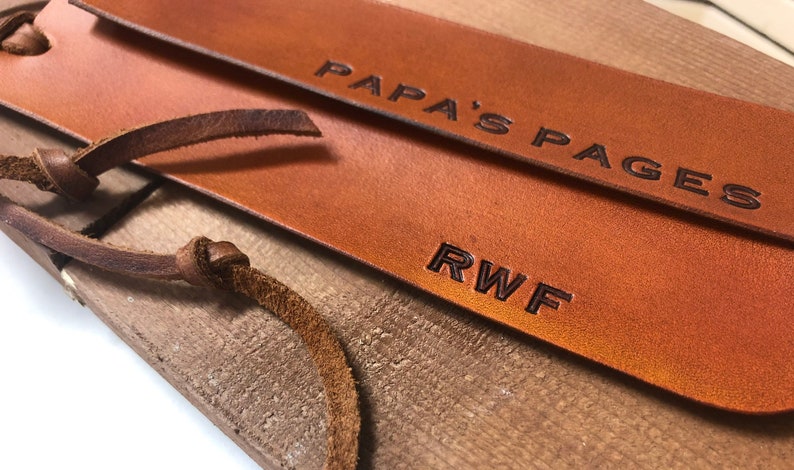 Personalized Name Leather Bookmark Father's Day Mother's Day Gift Anniversary Grandparent Custom Present Teacher Retirement Gift image 9