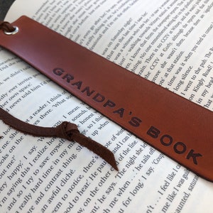 Personalized Name Leather Bookmark Father's Day Mother's Day Gift Anniversary Grandparent Custom Present Teacher Retirement Gift image 2
