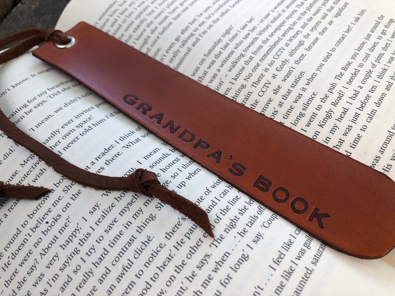 Personalized Name Leather Bookmark Father's Day Mother's Day Gift Anniversary Grandparent Custom Present Teacher Retirement Gift image 2