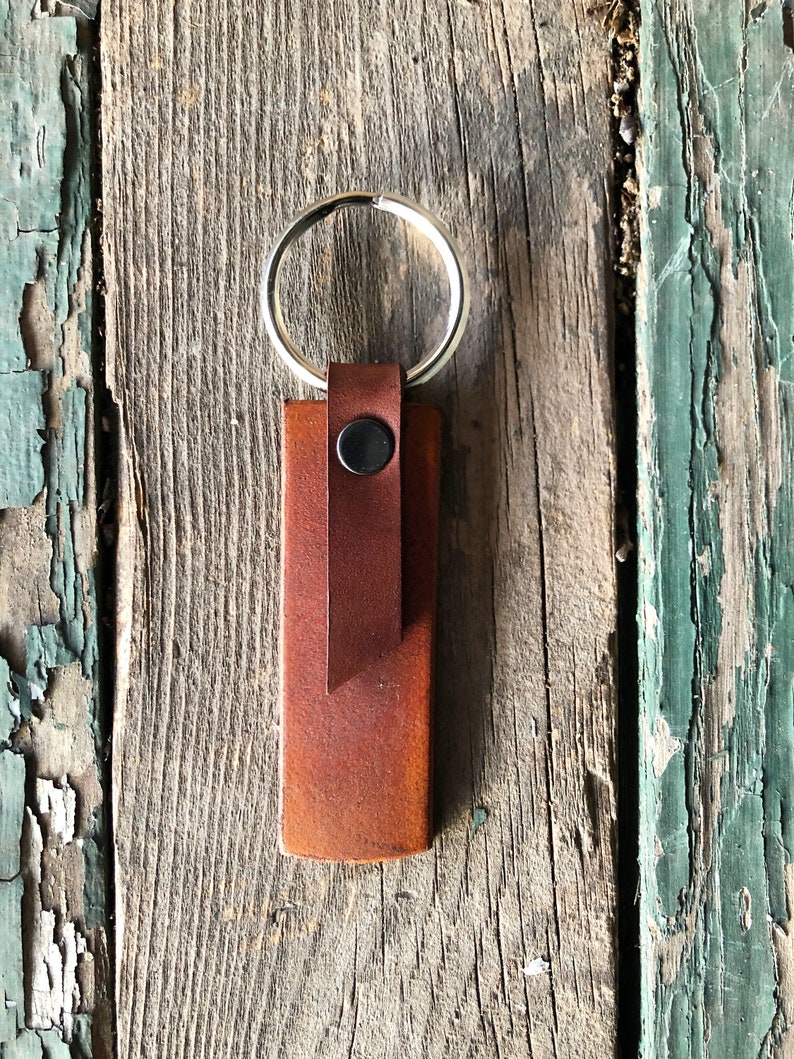 Leather Key Tag Personalized Keyring Leather Anniversary Etsy