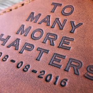 Personalized Tan Leather Corner Bookmark Teacher Gift Retirement Leather Anniversary Father's Day Mother's Day 3rd Anniversary image 8