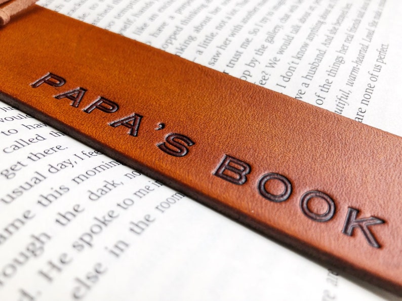 Personalized Name Leather Bookmark Father's Day Mother's Day Gift Anniversary Grandparent Custom Present Teacher Retirement Gift image 1