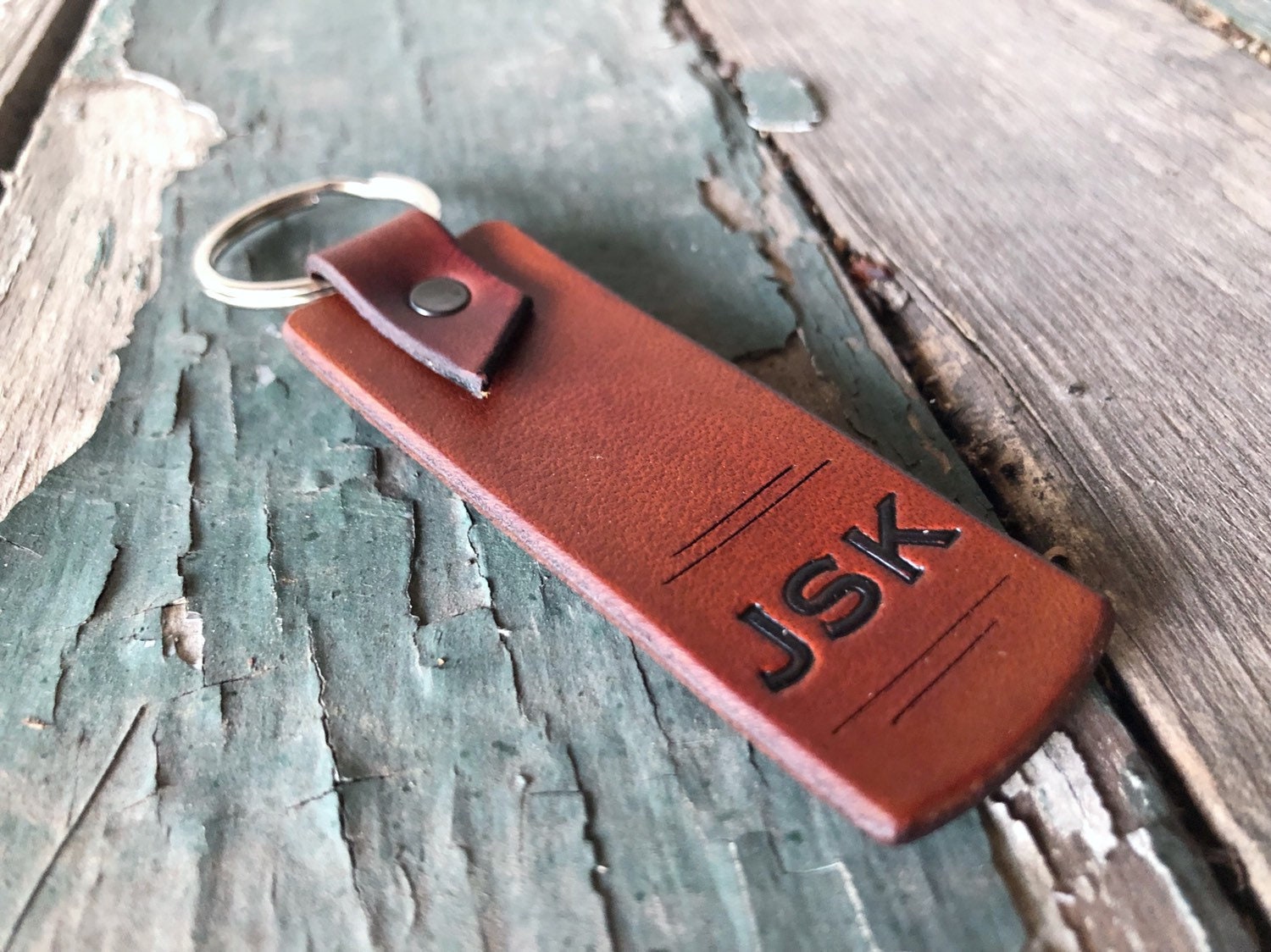 Leather Key Tag Personalized keyring Leather Anniversary Etsy