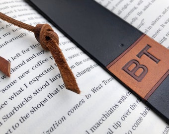 Personalized Initials Leather Bookmark - Wedding Present - Father's Day Gift - Anniversary - Third Anniversary Leather Gift - Teacher Gift