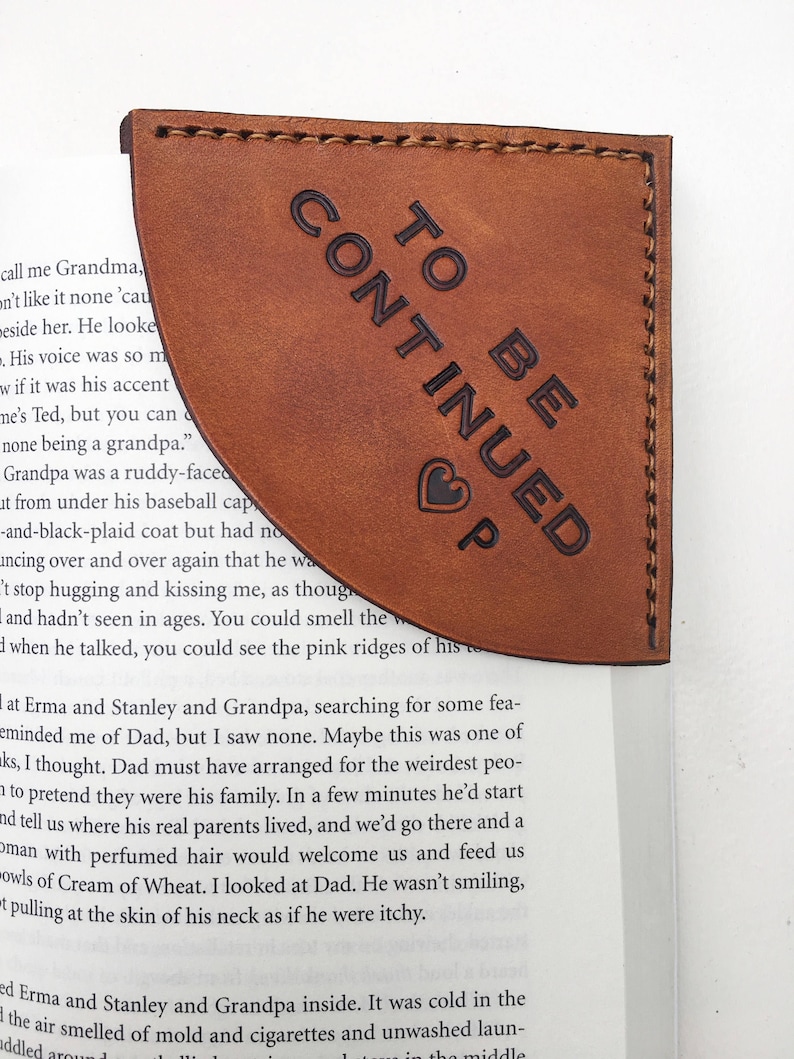 Personalized Tan Leather Corner Bookmark Teacher Gift Retirement Leather Anniversary Father's Day Mother's Day 3rd Anniversary image 3