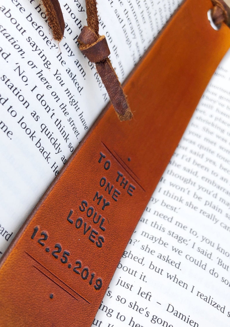 Personalized Custom Leather Bookmark Father's Day Leather 3rd Anniversary Mothers Day Teacher Present Retirement Gift image 5