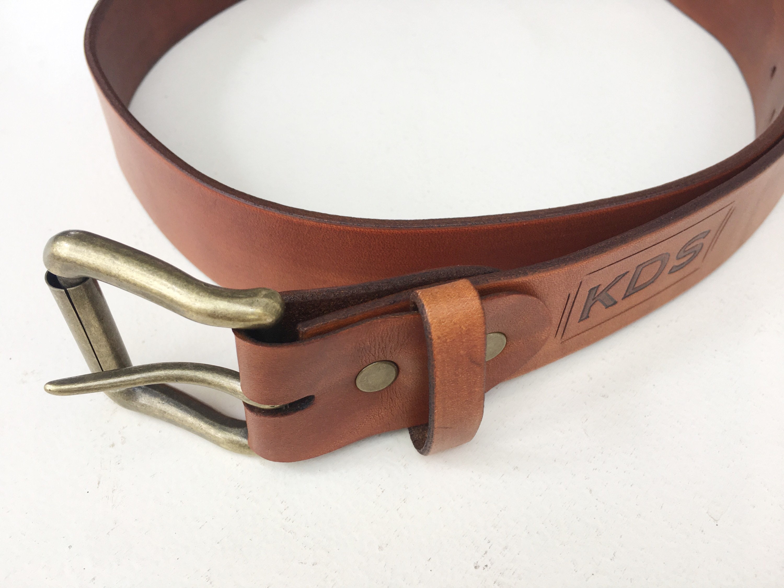 Hidden Initials Leather Belt Personalized Brown Leather Belt Etsy