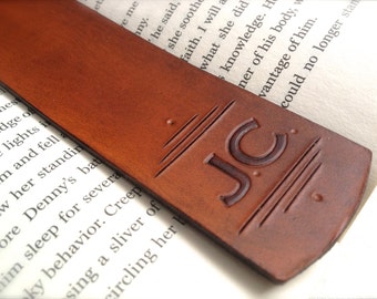 Personalized Initials Leather Bookmark - Birthday Present - Reader - Bookworm - Father's Day - Mother's Day - Retirement Gift - Teacher Gift