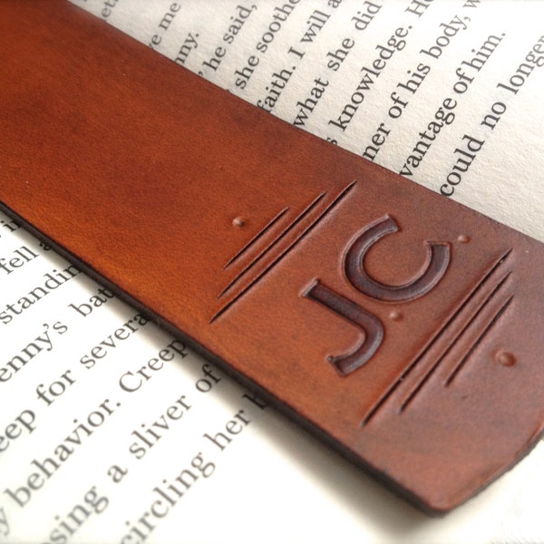 Personalized Initials Leather Bookmark - Birthday Present - Reader - Bookworm - Father's Day - Mother's Day - Retirement Gift - Teacher Gift